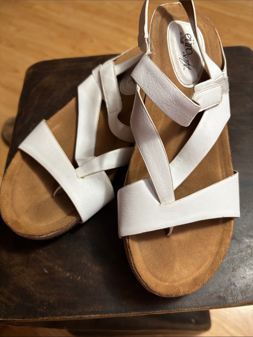 White Strappy Comfort Sandals with Ankle Support - eur&co